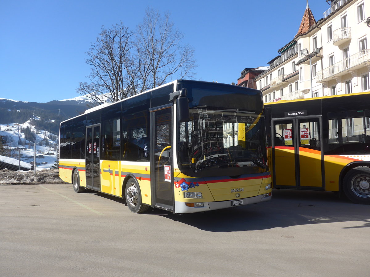 (223'839) - Grindelwaldbus, Grindelwald - Nr. 17/BE 72'444 - MAN/G�ppel (ex STI Thun Nr. 133) am 28. Februar 2021 beim Bahnhof Grindelwald