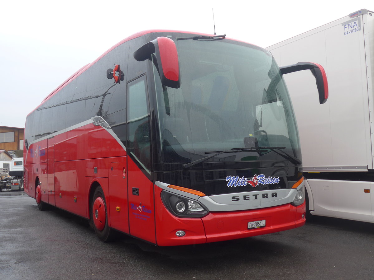 (223'987) - Mili Reisen, Altdorf - FR 2851 U - Setra am 7. M�rz 2021 in Kerzers, Interbus