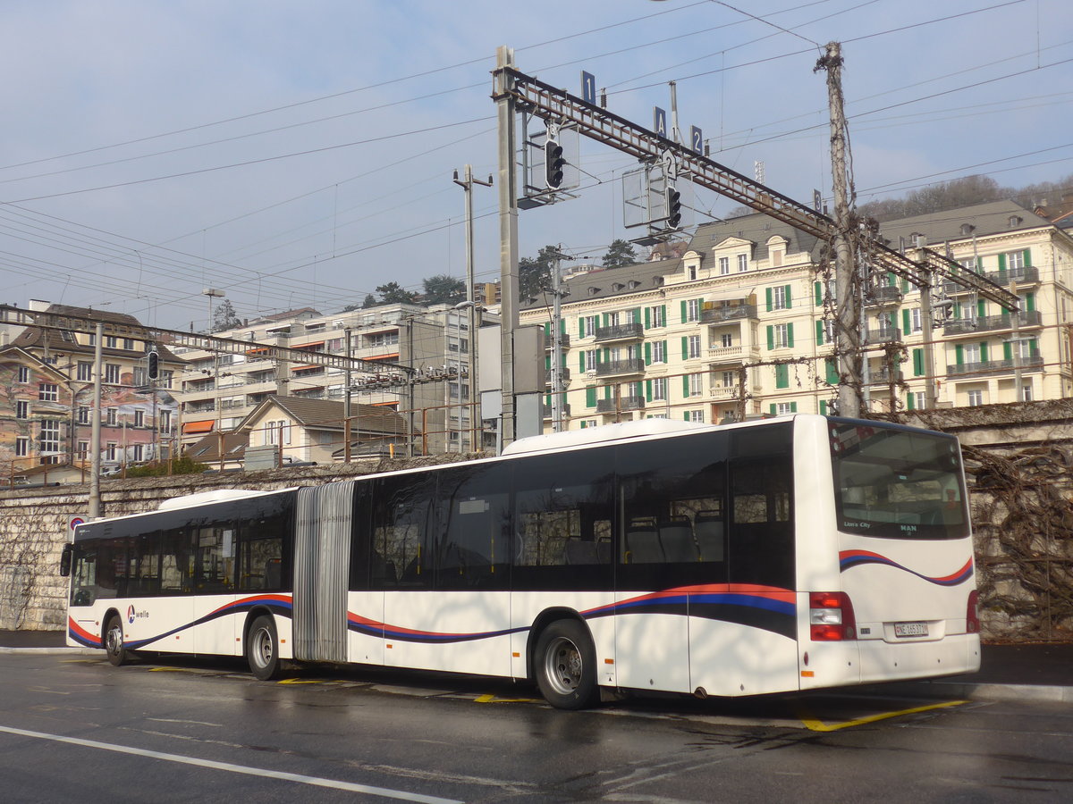 (223'999) - PostAuto Nordschweiz - NE 165'371 - MAN (ex AG 271'181) am 7. M�rz 2021 beim Bahnhof Neuch�tel