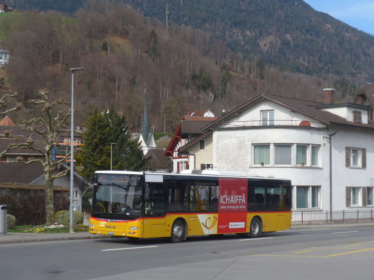 (224'064) - PostAuto Zentralschweiz - Nr. 10/OW 10'004 - MAN (ex Dillier, Sarnen Nr. 10) am 13. M�rz 2021 beim Bahnhof Sarnen