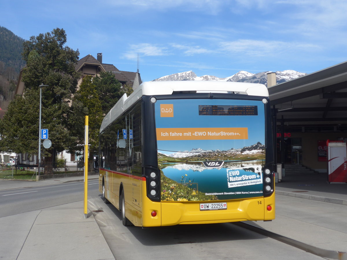 (224'069) - PostAuto Zentralschweiz - Nr. 14/OW 22'255 - VDL am 13. M�rz 2021 beim Bahnhof Sarnen
