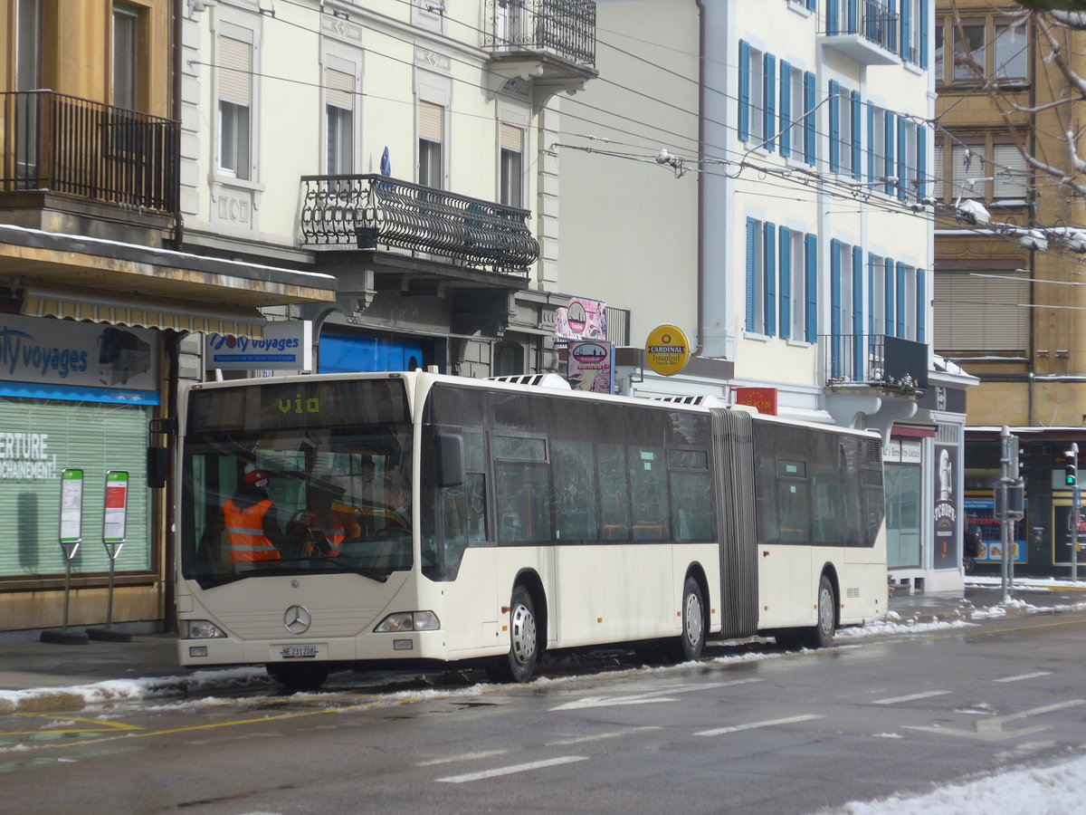 (224'150) - Interbus, Yverdon - Nr. 208/NE 231'208 - Mercedes (ex BSU Solothurn Nr. 40) am 14. M�rz 2021 beim Bahnhof La Chaux-de-Fonds (Einsatz CarPostal)