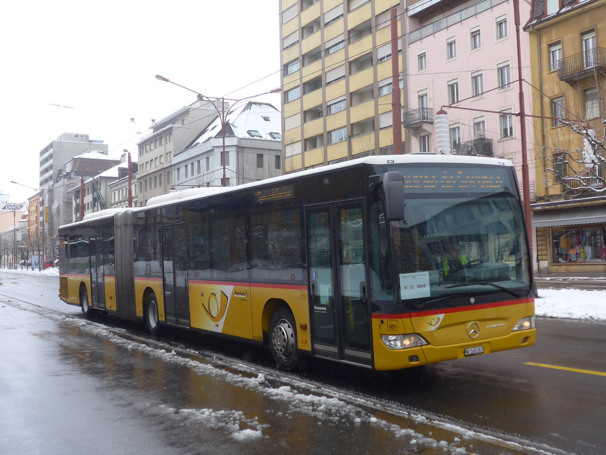 (224'154) - PostAuto Bern - Nr. 689/NE 165'367 - Mercedes (ex BE 834'689; ex H�fliger, Sursee Nr. 7) am 14. M�rz 2021 beim Bahnhof La Chaux-de-Fonds (Einsatz CarPostal)