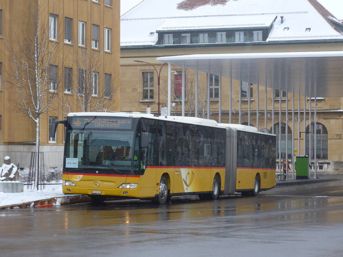 (224'167) - PostAuto Bern - Nr. 689/NE 165'367 - Mercedes (ex BE 834'689; ex H�fliger, Sursee Nr. 7) am 14. M�rz 2021 beim Bahnhof La Chaux-de-Fonds (Einsatz CarPostal)