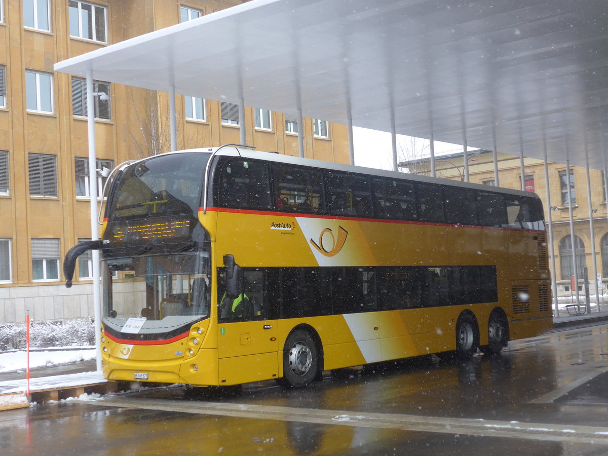 (224'174) - PostAuto Ostschweiz - NE 165'377 - Alexander Dennis (ex SG 445'308) am 14. M�rz 2021 beim Bahnhof La Chaux-de-Fonds (Einsatz CarPostal)
