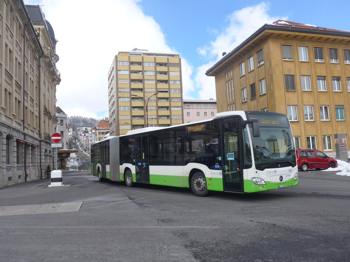 (224'264) - transN, La Chaux-de-Fonds - Nr. 363/NE 145'363 - Mercedes am 20. M�rz 2021 beim Bahnhof La Chaux-de-Fonds