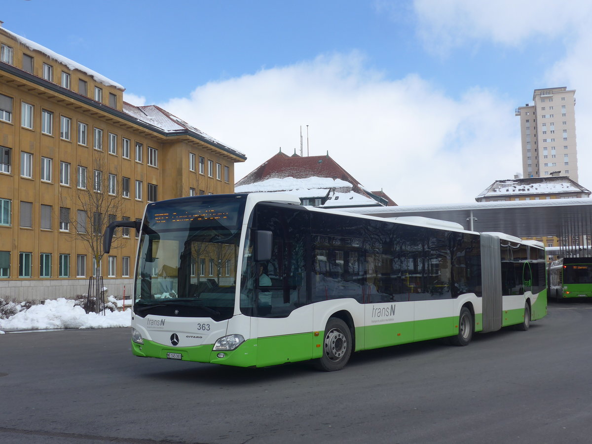 (224'275) - transN, La Chaux-de-Fonds - Nr. 363/NE 145'363 - Mercedes am 20. M�rz 2021 beim Bahnhof La Chaux-de-Fonds