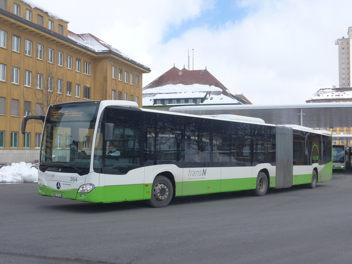 (224'280) - transN, La Chaux-de-Fonds - Nr. 364/NE 145'364 - Mercedes am 20. M�rz 2021 beim Bahnhof La Chaux-de-Fonds