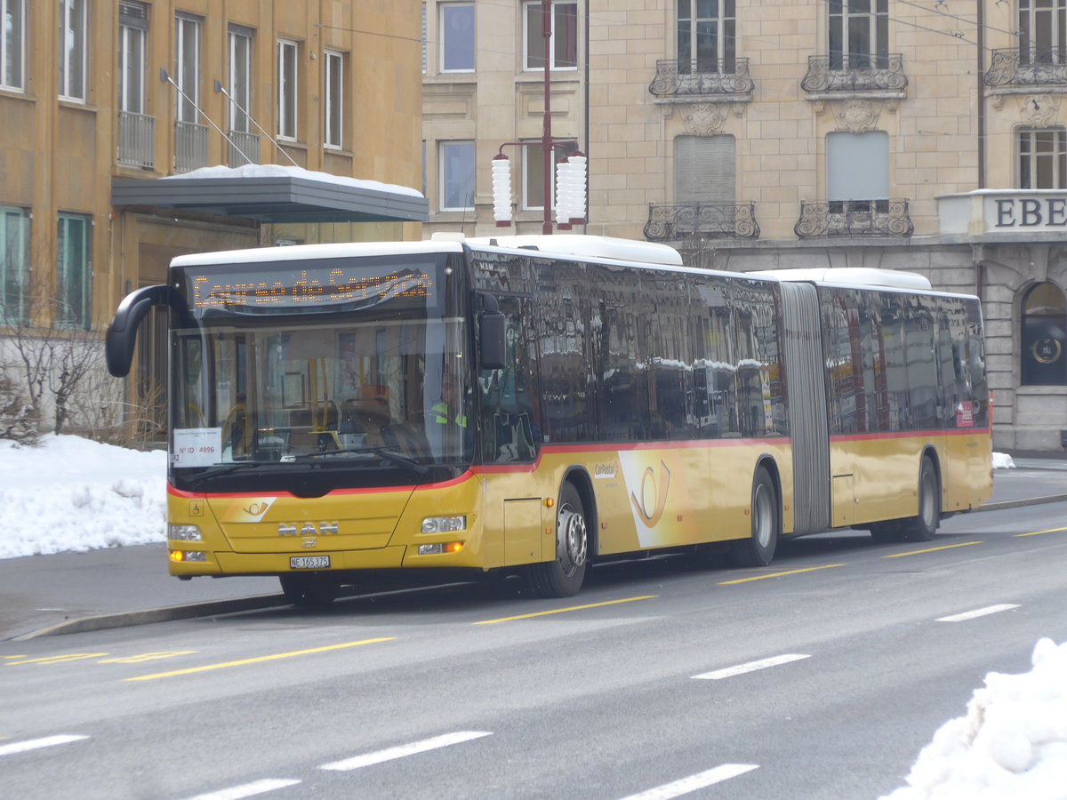 (224'291) - Buchard, Leytron - NE 165'373 - MAN (ex VS 241'996; ex Nr. 159) am 20. M�rz 2021 beim Bahnhof La Chaux-de-Fonds (Einsatz CarPostal)