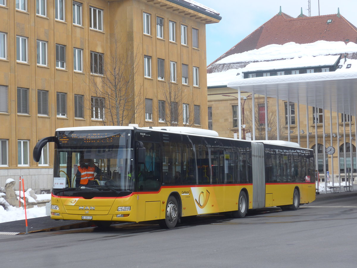 (224'292) - Buchard, Leytron - NE 165'375 - MAN (ex VS 241'996; ex Nr. 159) am 20. M�rz 2021 beim Bahnhof La Chaux-de-Fonds (Einsatz CarPostal) 