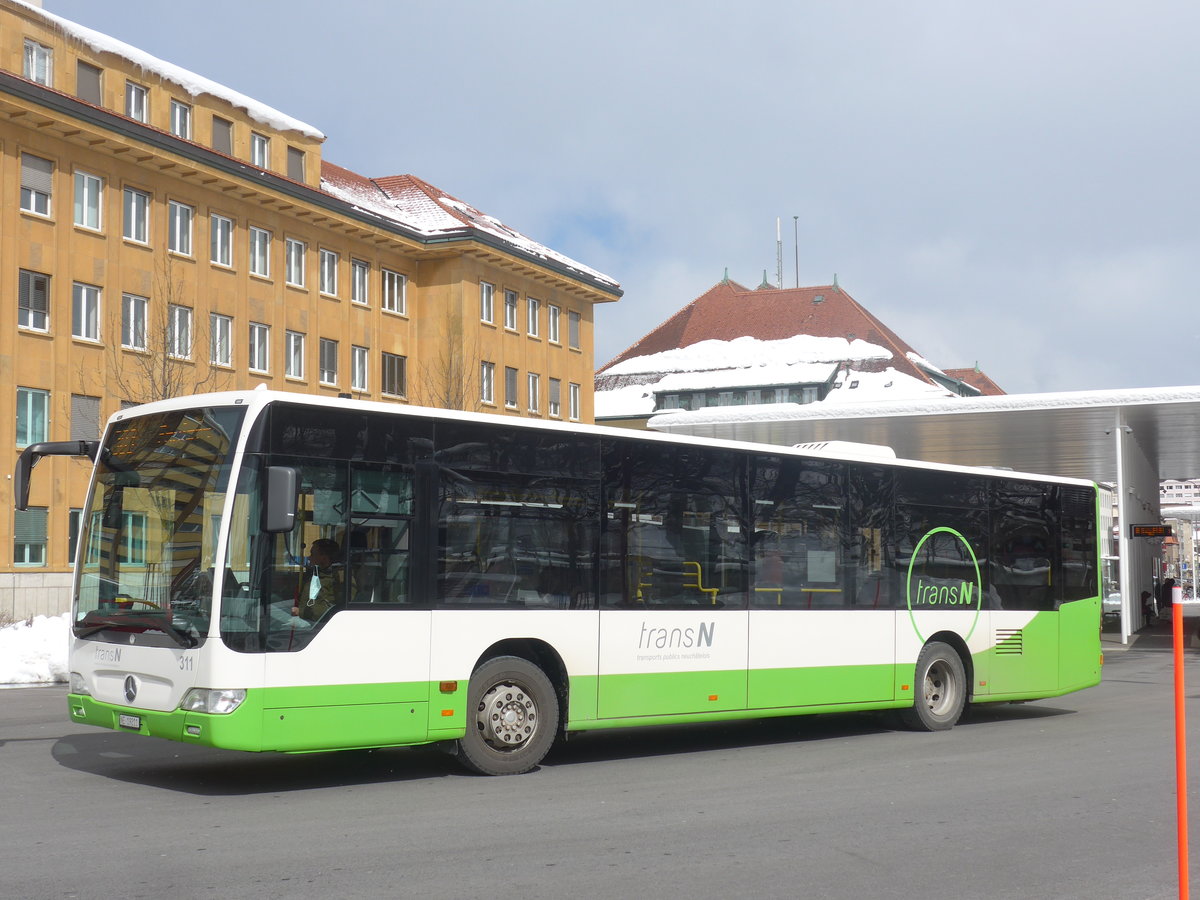 (224'293) - transN, La Chaux-de-Fonds - Nr. 311/NE 19'211 - Mercedes (ex TRN La Chaux-de-Fonds Nr. 311) am 20. M�rz 2021 beim Bahnhof La Chaux-de-Fonds