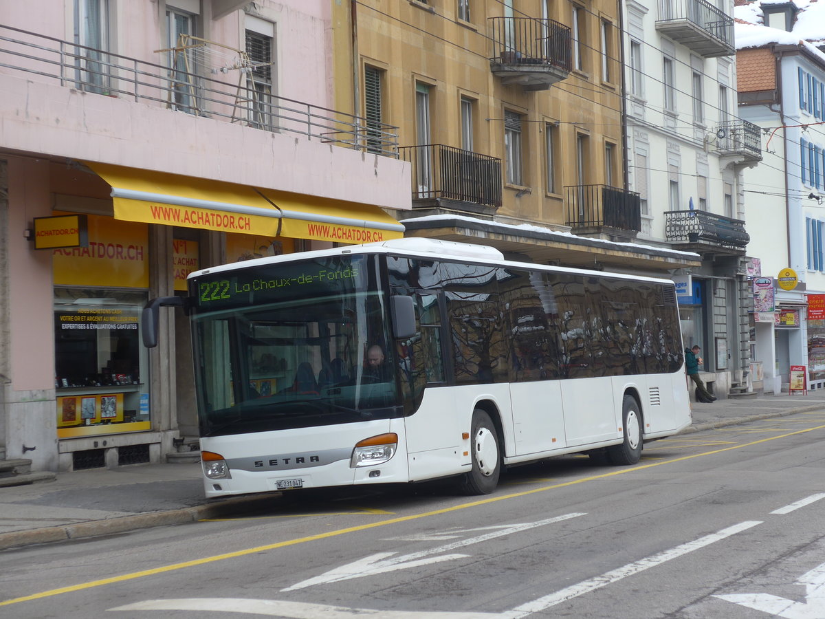 (224'297) - Interbus, Yverdon - Nr. 47/NE 231'047 - Setra (ex Nr. 6; ex SBC Chur Nr. 106) am 20. M�rz 2021 beim Bahnhof La Chaux-de-Fonds (Einsatz CarPostal)