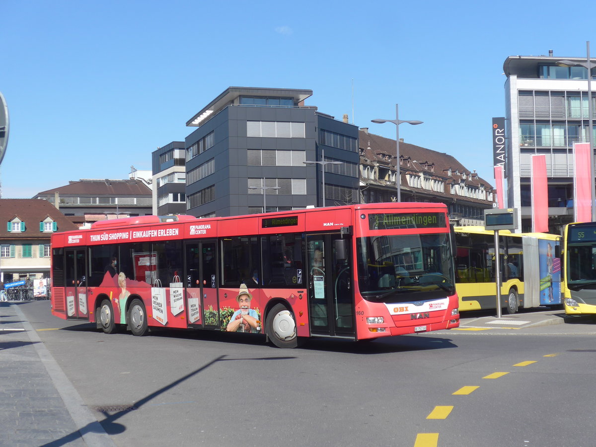(224'336) - STI Thun - Nr. 160/BE 752'160 - MAN am 21. M�rz 2021 beim Bahnhof Thun