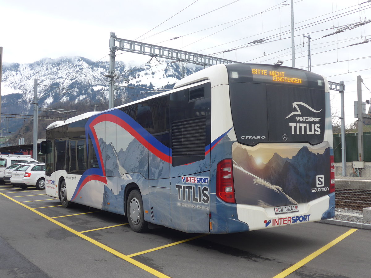 (224'433) - EAB Engelberg - Nr. 5/OW 10'241 - Mercedes (ex VZO Gr�ningen; ex Vorf�hrfahrzeug) am 27. M�rz 2021 beim Bahnhof Stansstad