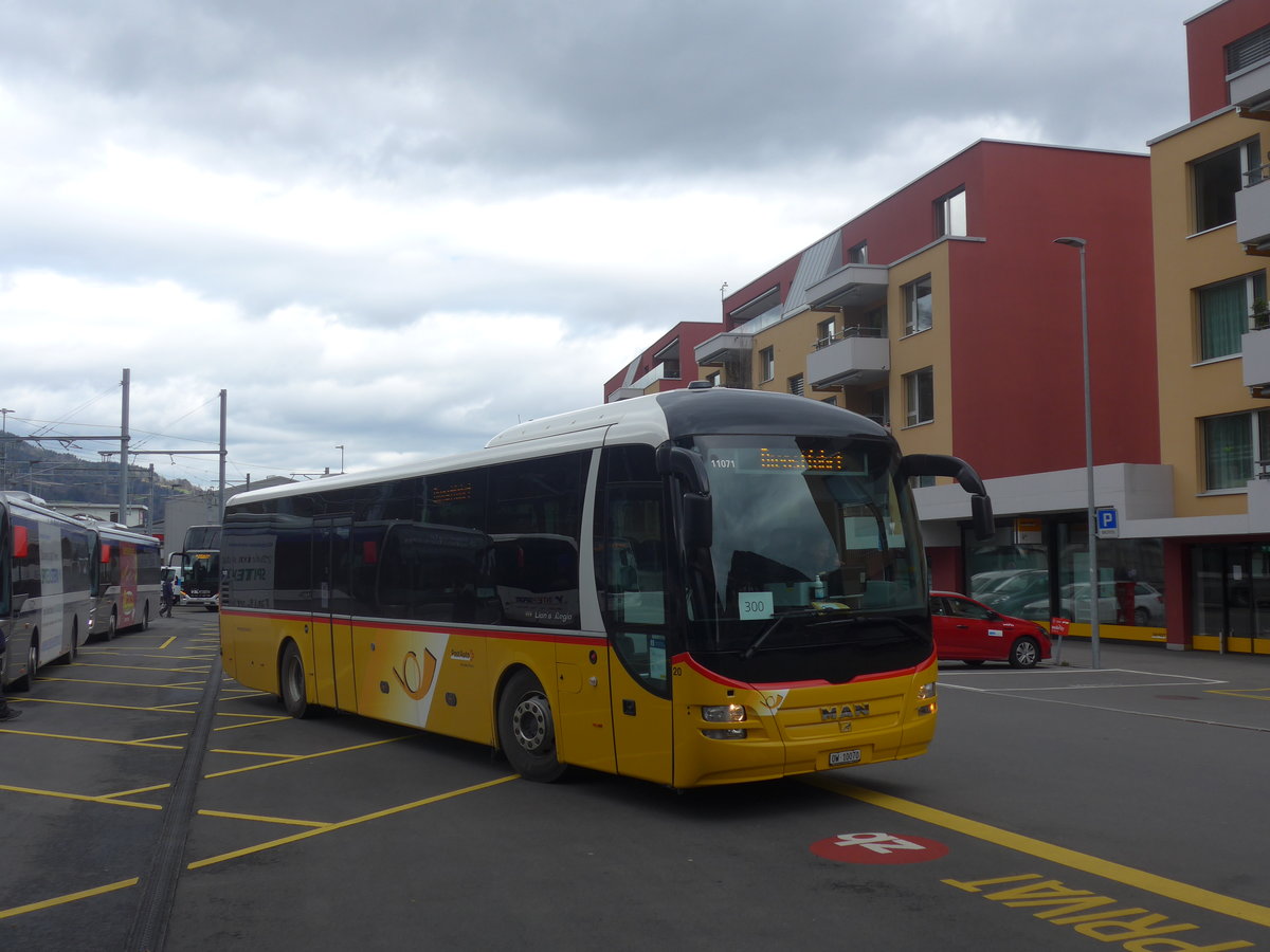 (224'440) - PostAuto Zentralschweiz - Nr. 20/OW 10'070 - MAN (ex Dillier, Sarnen Nr. 20) am 27. M�rz 2021 beim Bahnhof Stansstad