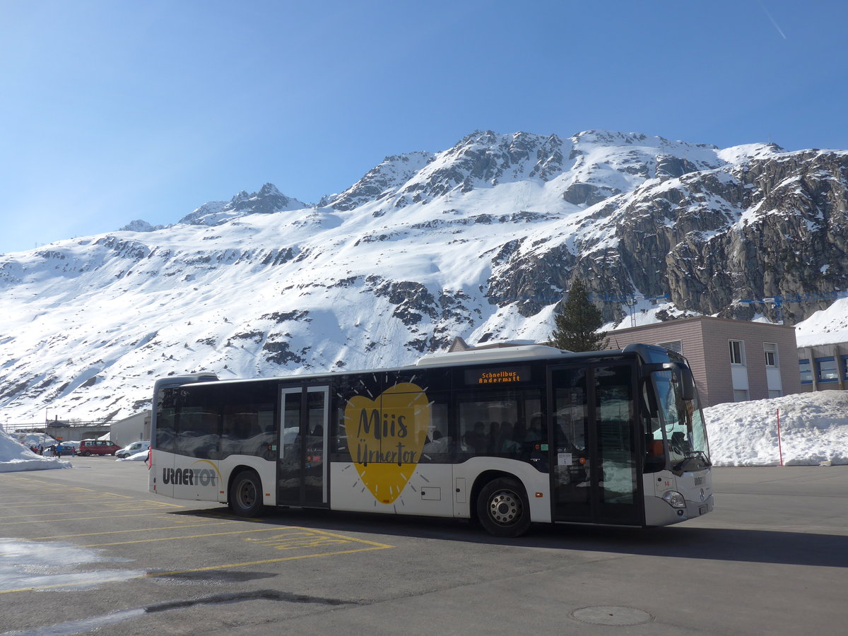 (224'543) - AAGU Altdorf - Nr. 14/UR 9347 - Mercedes am 28. M�rz 2021 in Andermatt, Bahnhofplatz