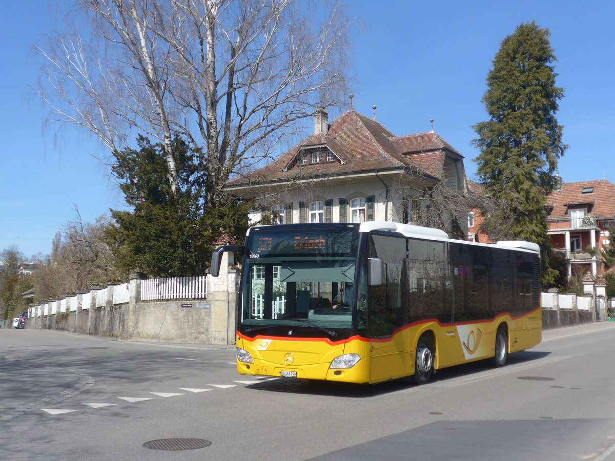 (224'608) - Funi-Car, Biel - NR. EP08/BE 468'290 - Mercedes (ex Eurobus, Bern Nr. 8) am 29. M�rz 2021 beim Bahnhof Ins 
