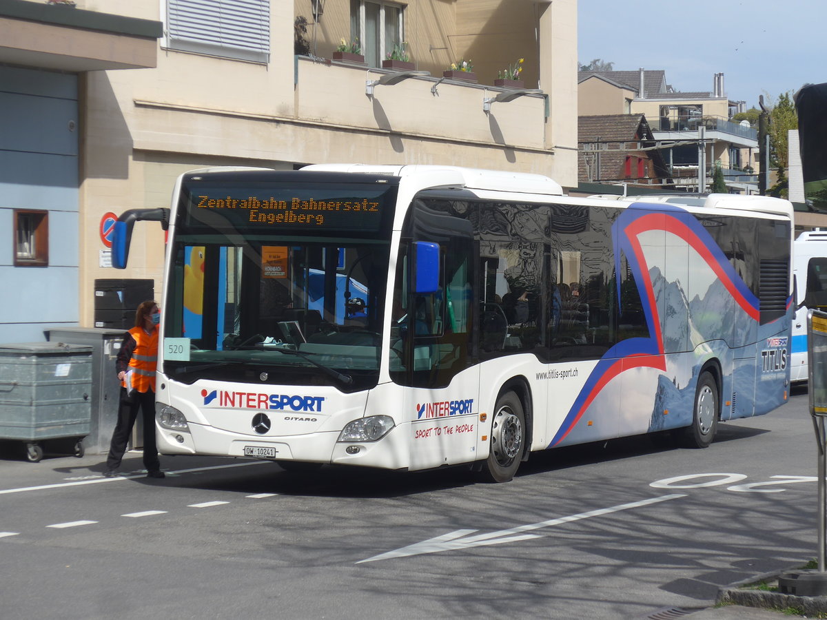 (224'820) - EAB Engelberg - Nr. 5/OW 10'241 - Mercedes (ex VZO Gr�ningen; ex Vorf�hrfahrzeug) am 5. April 2021 beim Bahnhof Hergiswil