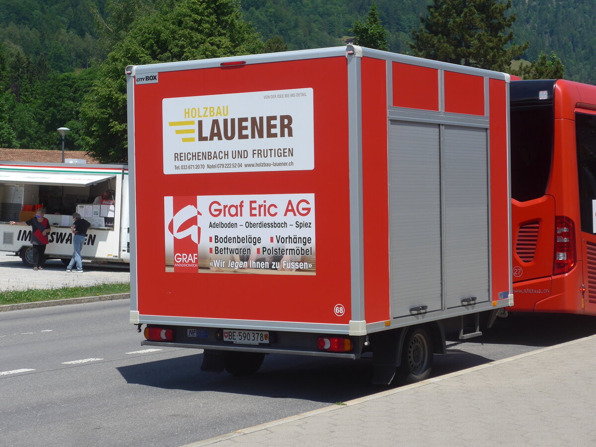 (225'949) - AFA Adelboden - Nr. 68/BE 590'378 - Niederhauser Gep�ckanh�nger am 16. Juni 2021 beim Bahnhof Frutigen