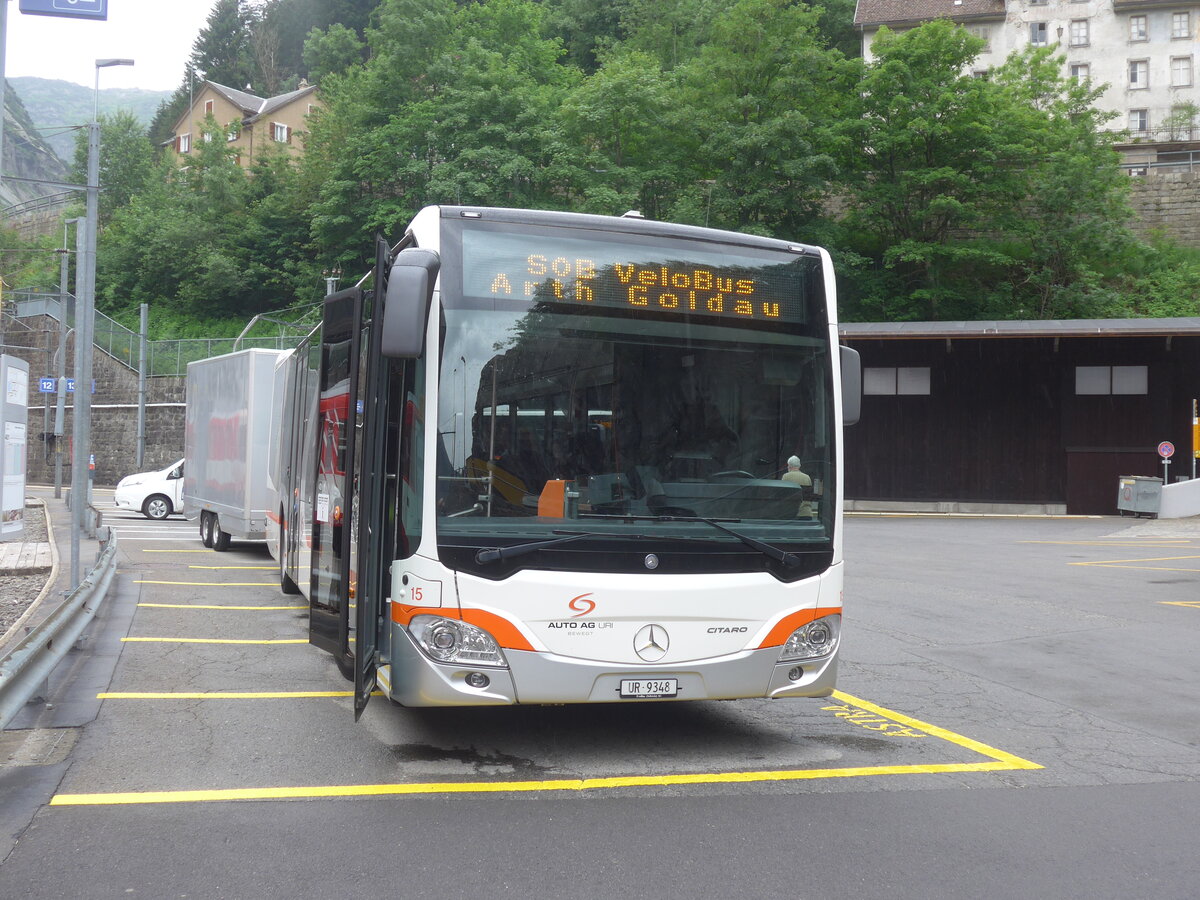 (226'127) - AAGU Altdorf - Nr. 15/UR 9348 - Mercedes am 3. Juli 2021 beim Bahnhof G�schenen