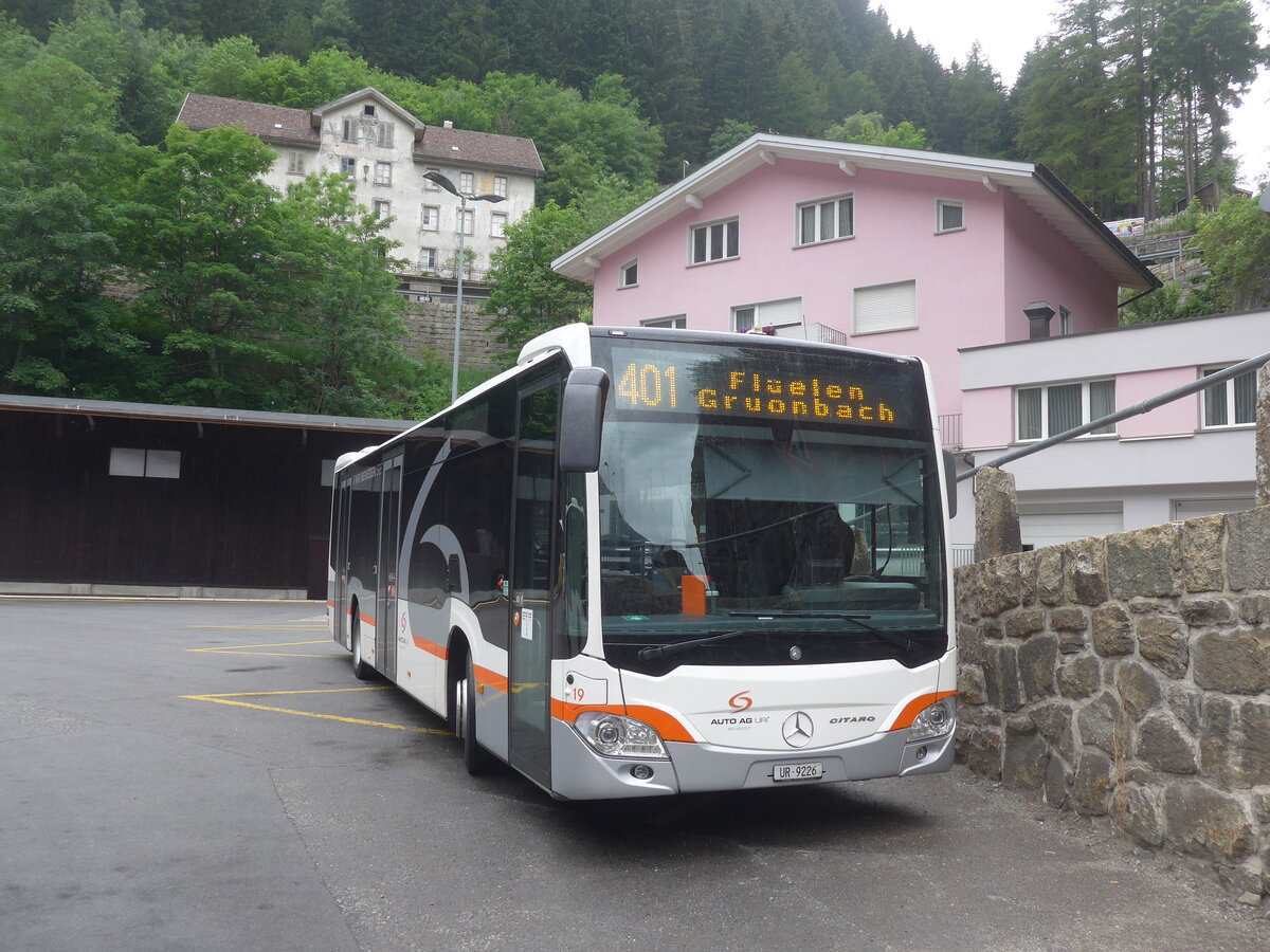 (226'129) - AAGU Altdorf - Nr. 19/UR 9226 - Mercedes am 3. Juli 2021 beim Bahnhof G�schenen