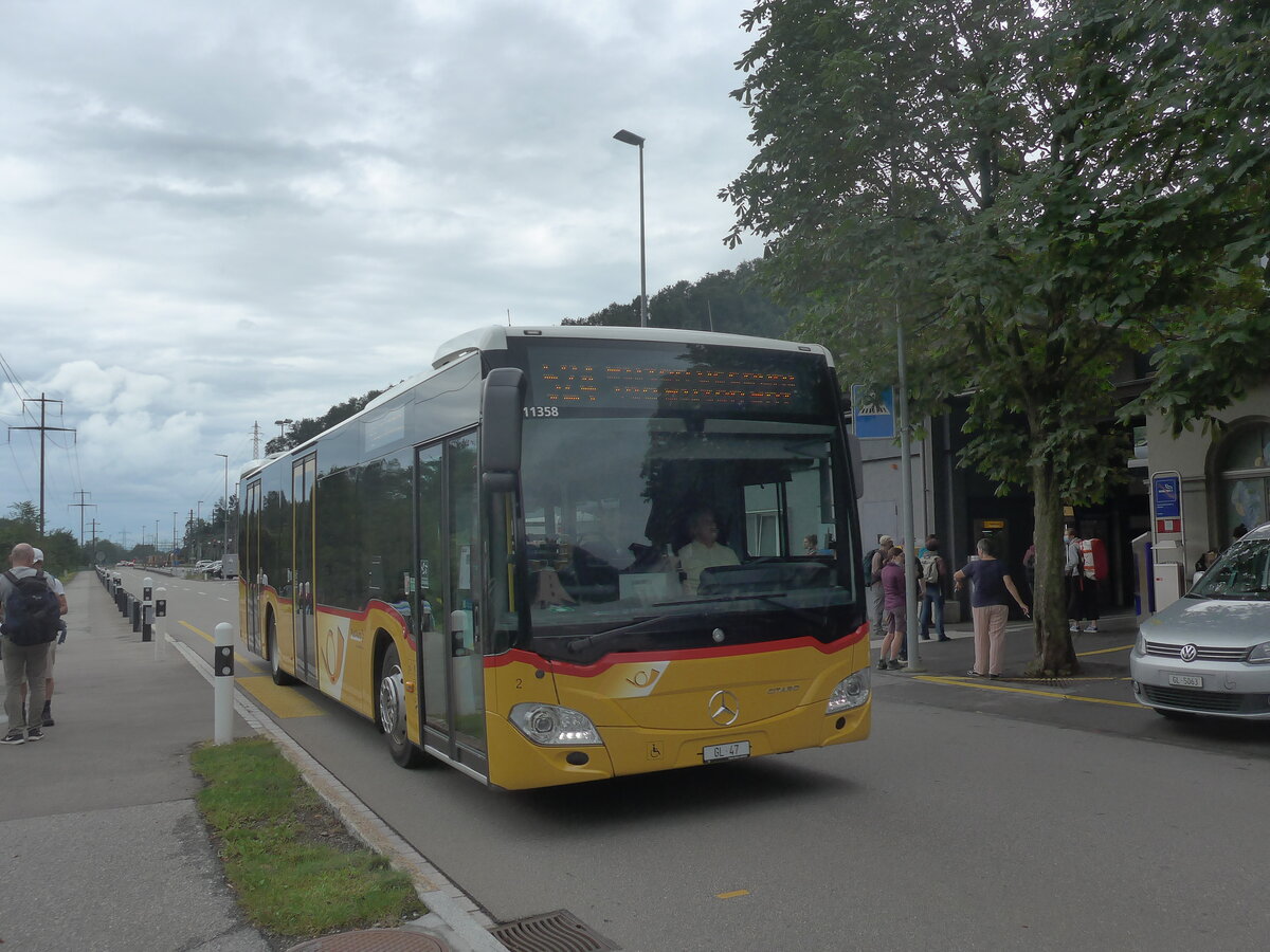 (226'796) - Niederer, Filzbach - Nr. 2/GL 47 - Mercedes am 25. Juli 2021 beim Bahnhof Ziegelbr�cke