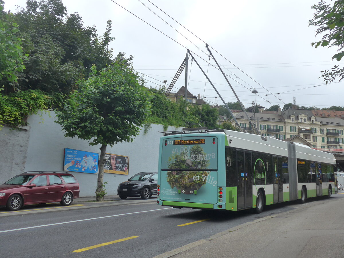 (226'922) - transN, La Chaux-de-Fonds - Nr. 141 - Hess/Hess Gelenktrolleybus (ex TN Neuch�tel Nr. 141) am 1. August 2021 in Neuch�tel, Avenue de la Gare