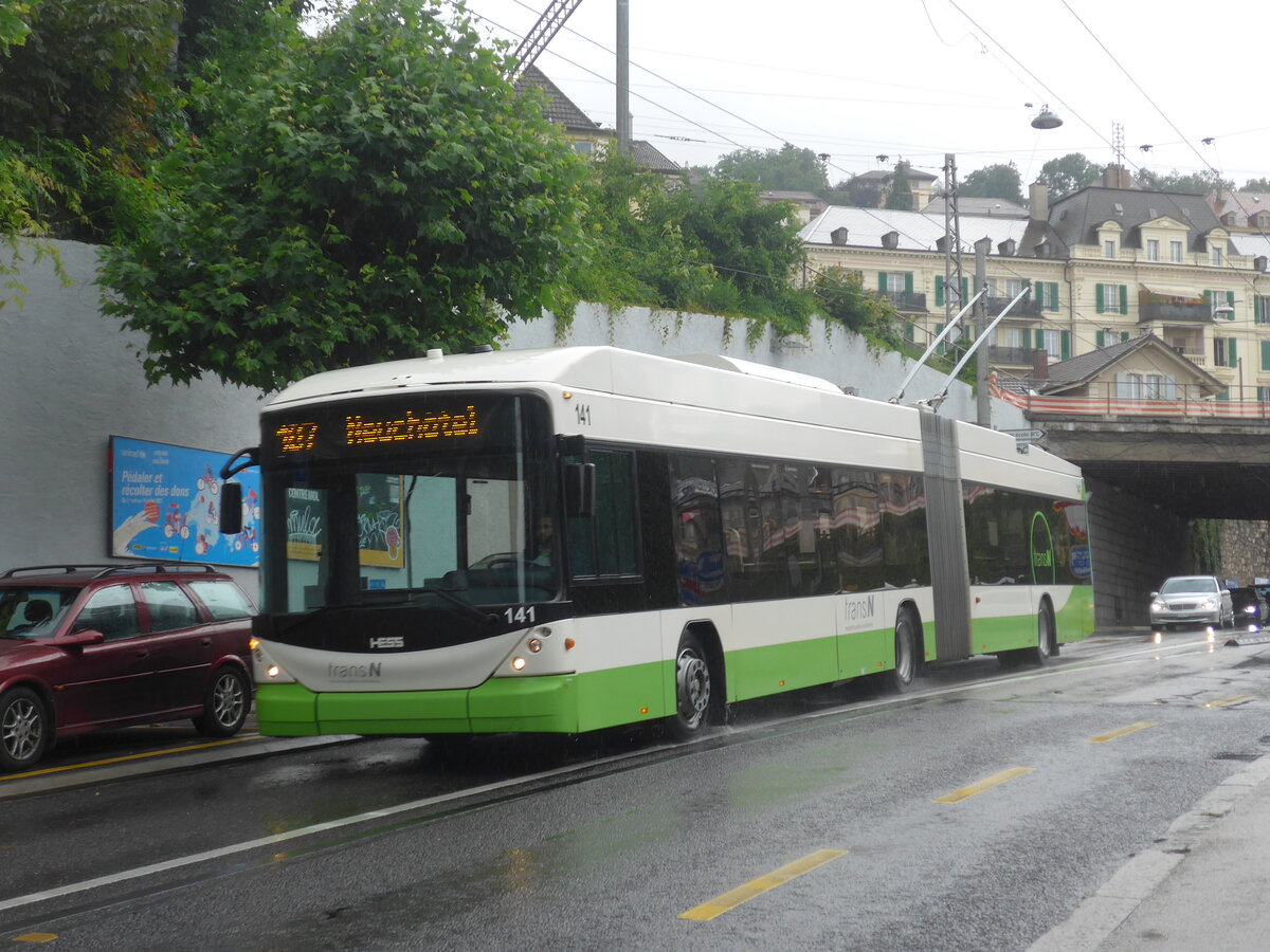 (226'930) - transN, La Chaux-de-Fonds - Nr. 141 - Hess/Hess Gelenktrolleybus (ex TN Neuch�tel Nr. 141) am 1. August 2021 in Neuch�tel, Avenue de la Gare