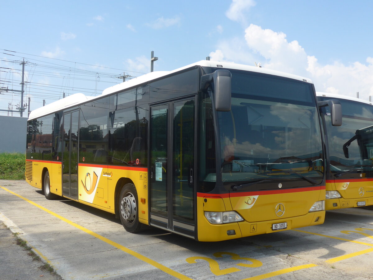 (227'300) - CarPostal Ouest - VD 1055 - Mercedes (ex Morattel, S�deilles) am 15. August 2021 in Yverdon, Garage
