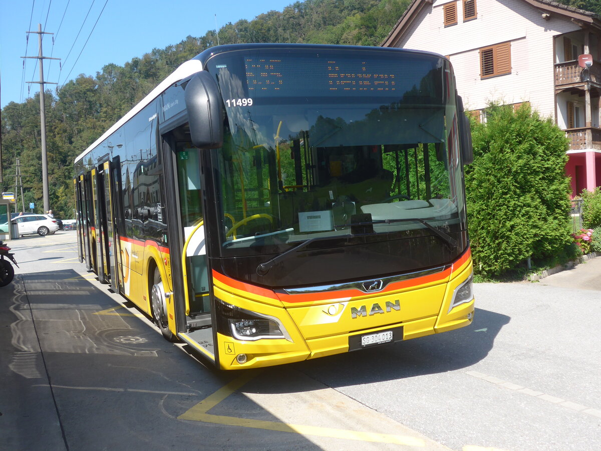 (227'768) - PostAuto Ostschweiz - SG 304'013 - MAN am 4. September 2021 beim Bahnhof Ziegelbr�cke