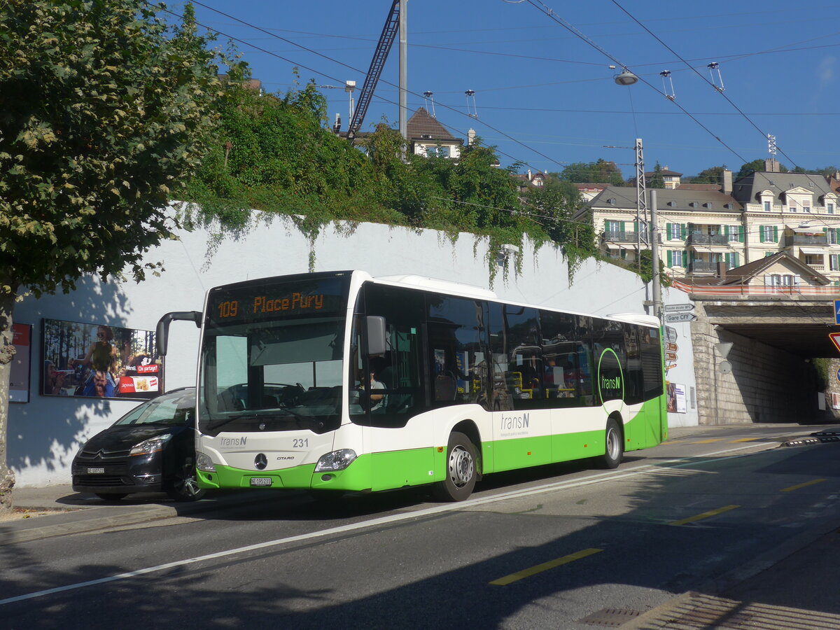 (228'081) - transN, La Chaux-de-Fonds - Nr. 231/NE 195'231 - Mercedes am 18. September 2021 in Neuch�tel, Avenue de la Gare