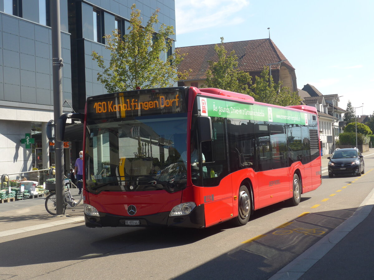 (228'126) - Bernmobil, Bern - Nr. 443/BE 855'443 - Mercedes am 18. September 2021 beim Bahnhof M�nsingen
