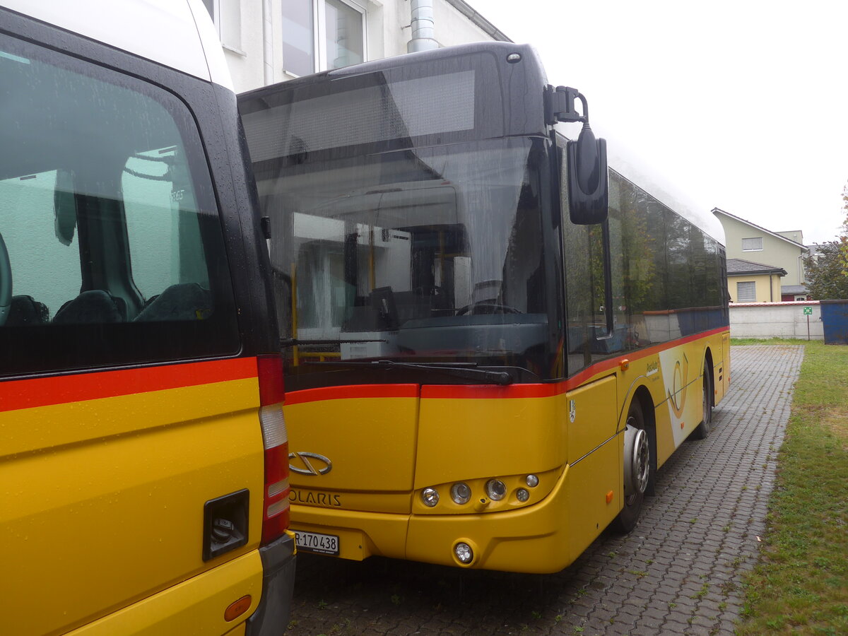 (228'158) - PostAuto Graub�nden - GR 170'438 - Solaris (ex PostAuto Ostschweiz; ex Postautobetriebe Unteres Toggenburg, L�tisburg) am 19. September 2021 in Uznach Garage (Teilaufnahme)