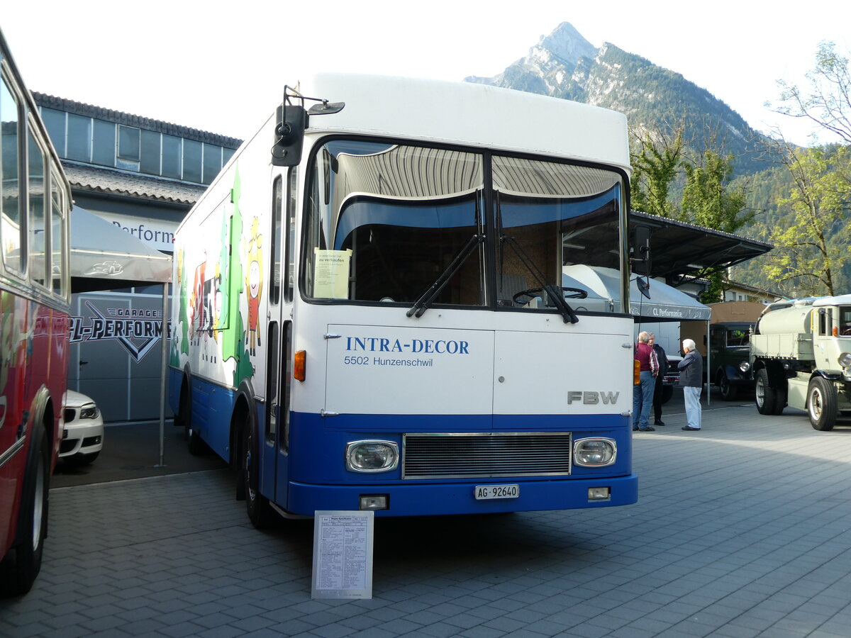 (228'505) - Intra-Decor, Hunzenschwil - AG 92'640 - FBW/FHS (ex Aargauische Zentral-Molkerei, Suhr; ex Coop, Pratteln) am 2. Oktober 2021 in N�fels, FBW-Museum 