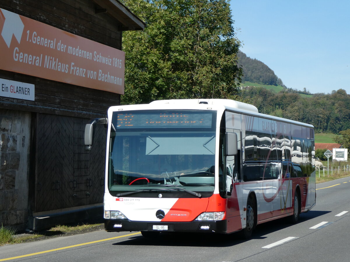 (228'574) - Niederer, Filzbach - Nr. 28/GL 95 - Mercedes am 2. Oktober 2021 in N�fels, Sch�negg