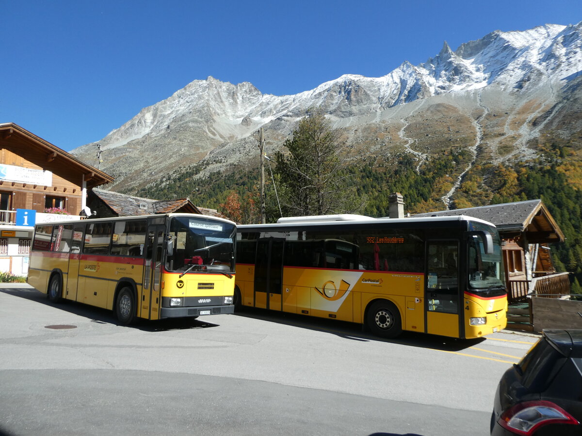 (228'789) - Oser, B�rchen - VS 93'575 - NAW/Lauber (ex Epiney, Ayer) + PostAuto Wallis - Nr. 4/VS 355'166 - Irisbus am 10. Oktober 2021 in Arolla, Post