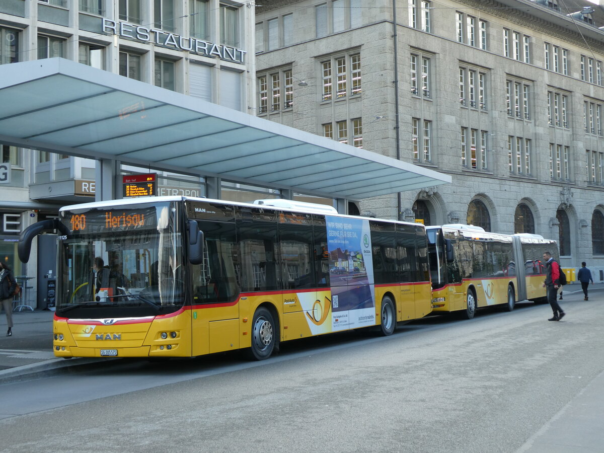 (229'090) - Postautobetriebe Unteres Toggenburg, L�tisburg - SG 305'575 - MAN am 13. Oktober 2021 beim Bahnhof St. Gallen