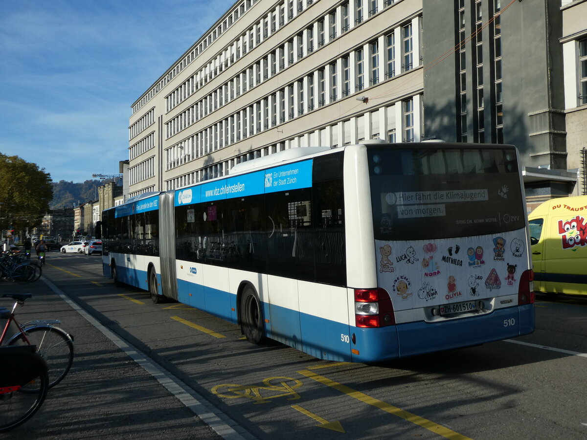 (229'474) - VBZ Z�rich - Nr. 510/ZH 601'510 - MAN am 20. Oktober 2021 in Z�rich, Sihlpost