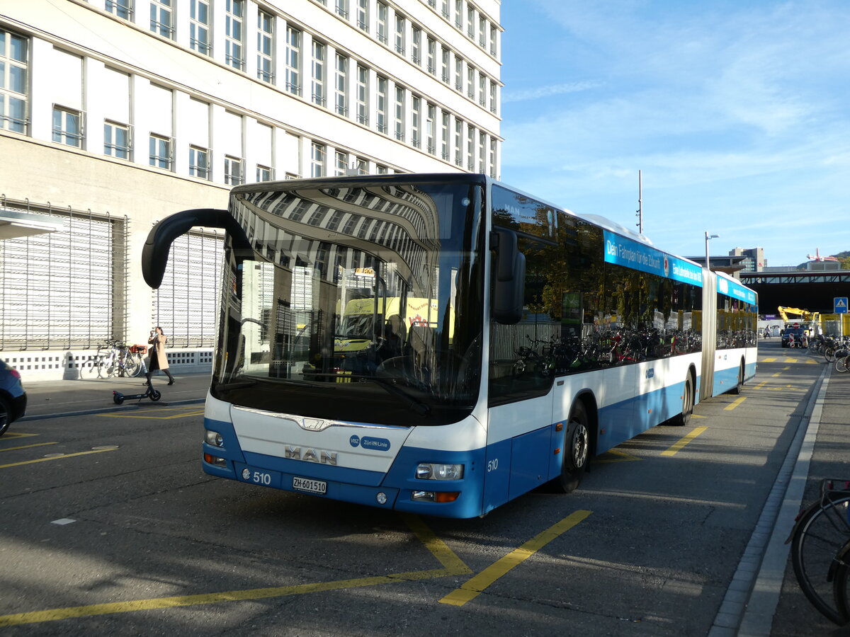 (229'475) - VBZ Z�rich - Nr. 510/ZH 601'510 - MAN am 20. Oktober 2021 in Z�rich, Sihlpost