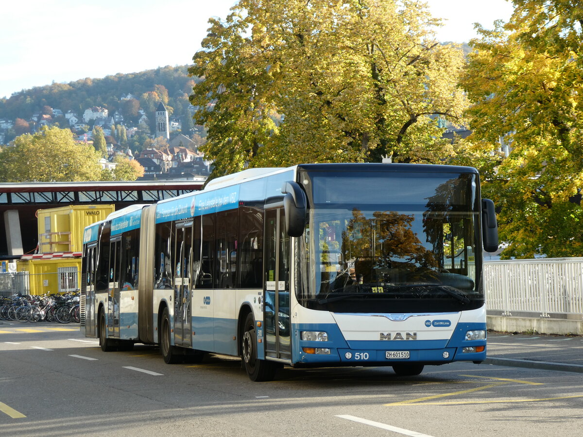(229'476) - VBZ Z�rich - Nr. 510/ZH 601'510 - MAN am 20. Oktober 2021 in Z�rich, Sihlpost