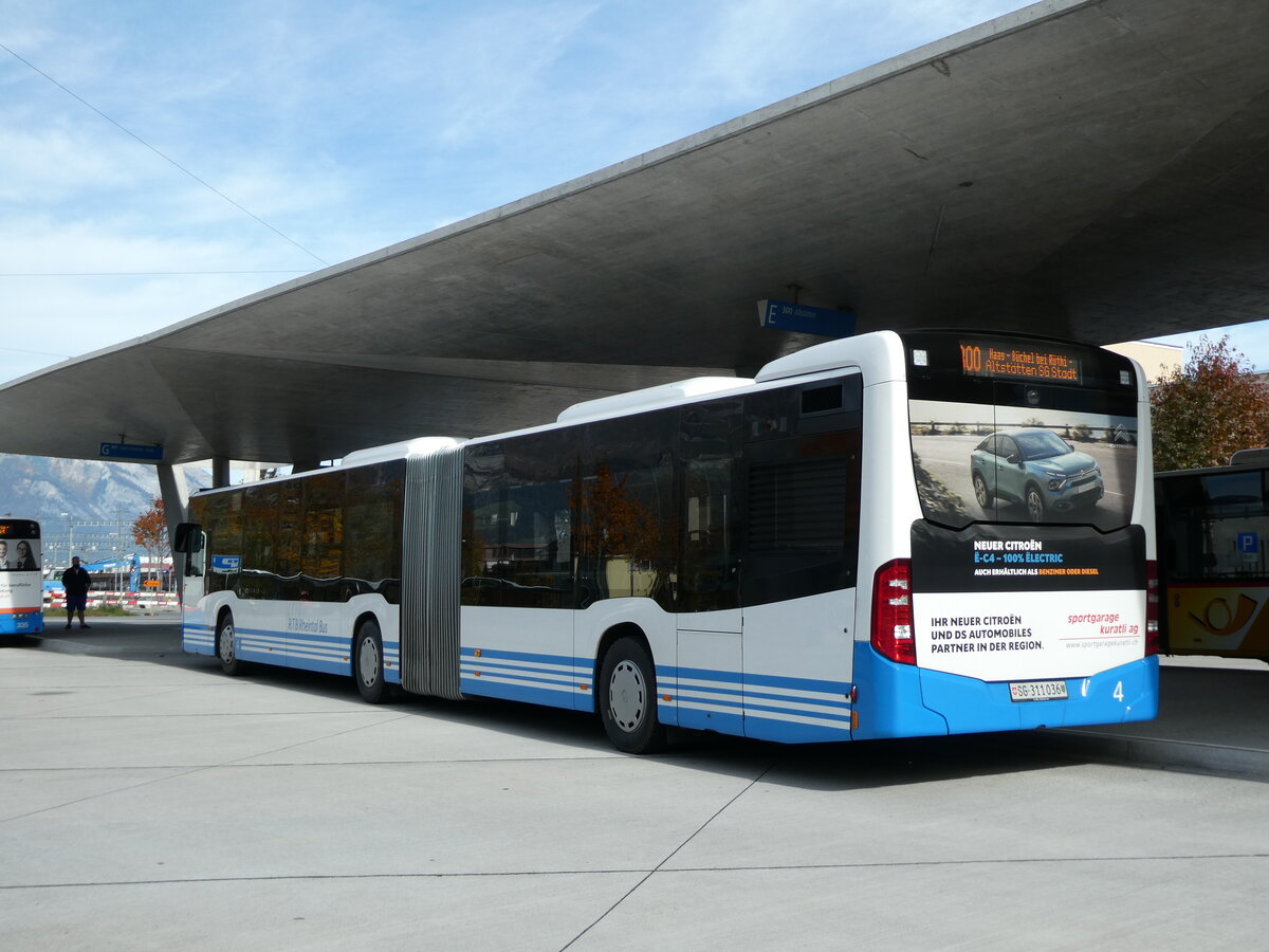 (229'515) - RTB Altst�tten - Nr. 4/SG 311'036 - Mercedes am 20. Oktober 2021 beim Bahnhof Buchs