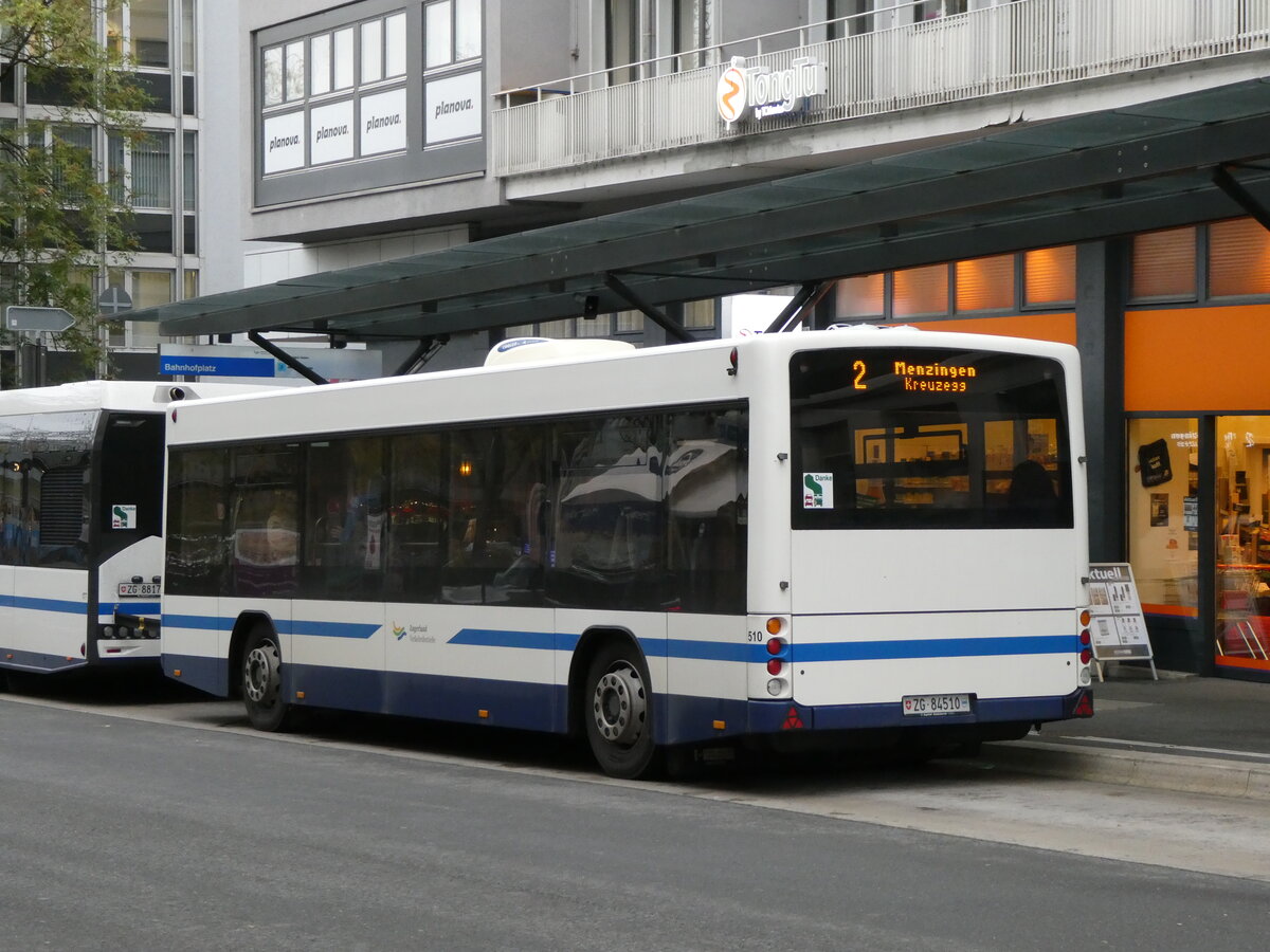 (229'580) - ZVB Zug - Nr. 510/ZG 84'510 - Lanz+Marti/Hess Personenanh�nger am 22. Oktober 2021 beim Bahnhof Zug