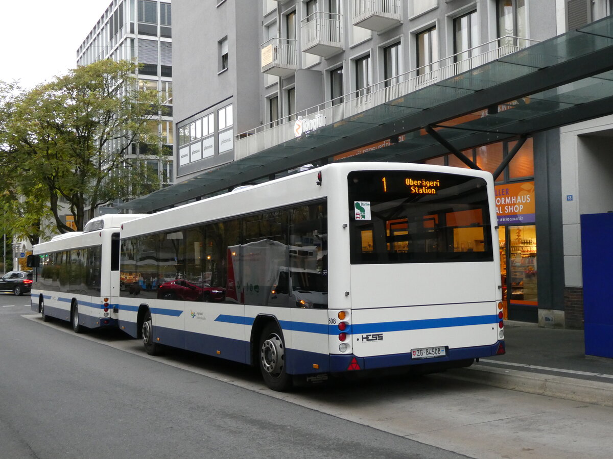 (229'590) - ZVB Zug - Nr. 508/ZG 84'508 - Lanz+Marti/Hess Personenanh�nger am 22. Oktober 2021 beim Bahnhof Zug