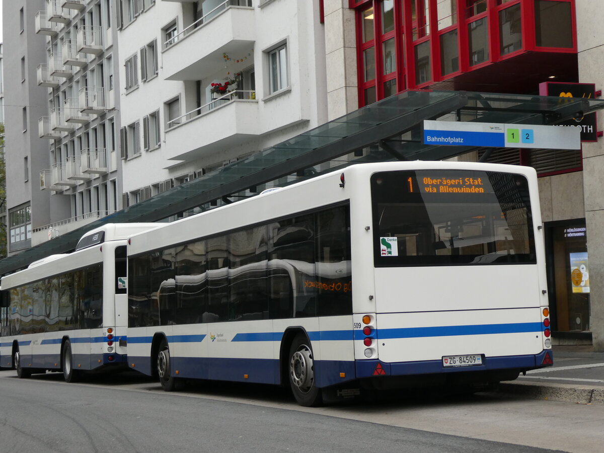 (229'600) - ZVB Zug - Nr. 509/ZG 84'509 - Lanz+Marti/Hess Personenanh�nger am 22. Oktober 2021 beim Bahnhof Zug