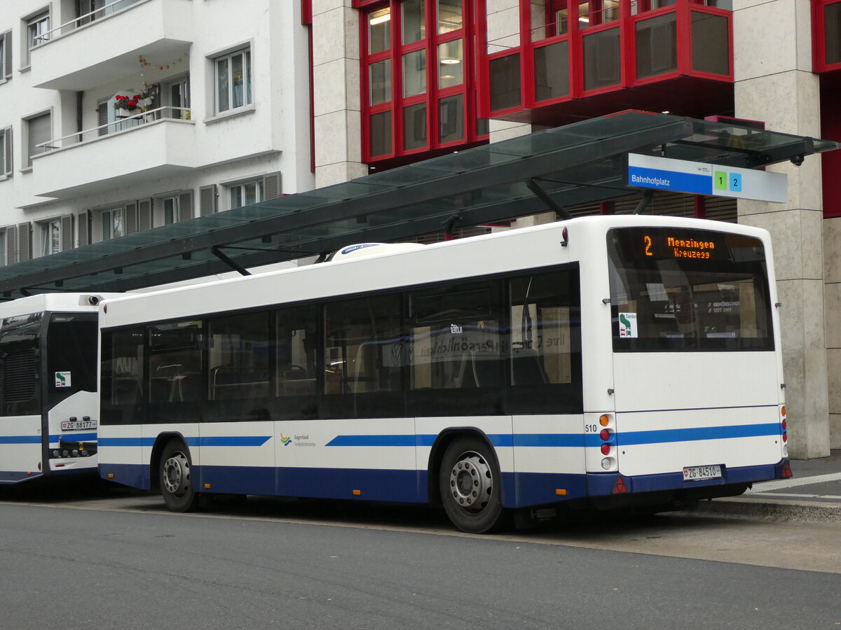 (229'611) - ZVB Zug - Nr. 510/ZG 84'510 - Lanz+Marti/Hess Personenanh�nger am 22. Oktober 2021 beim Bahnhof Zug
