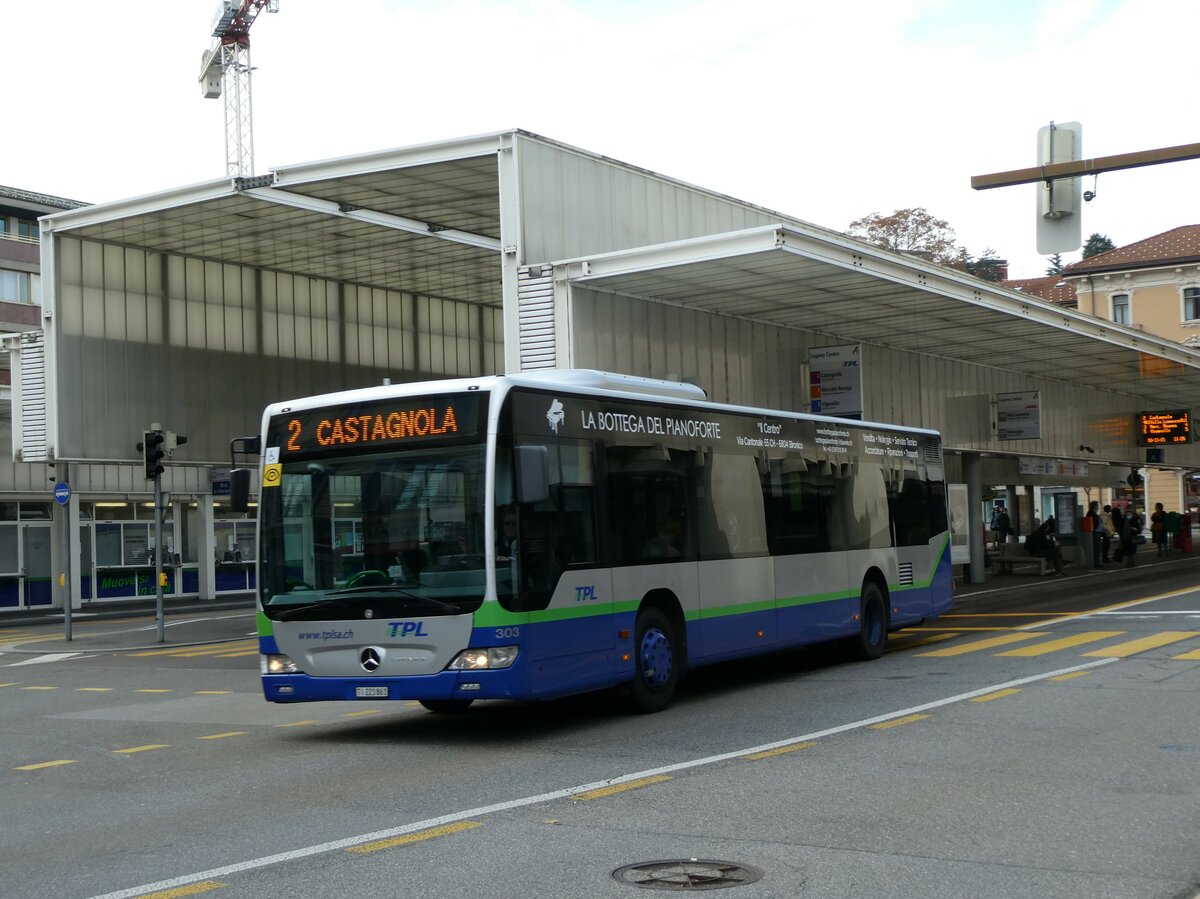 (230'356) - TPL Lugano - Nr. 303/TI 223'861 - Mercedes am 10. November 2021 in Lugano, Centro