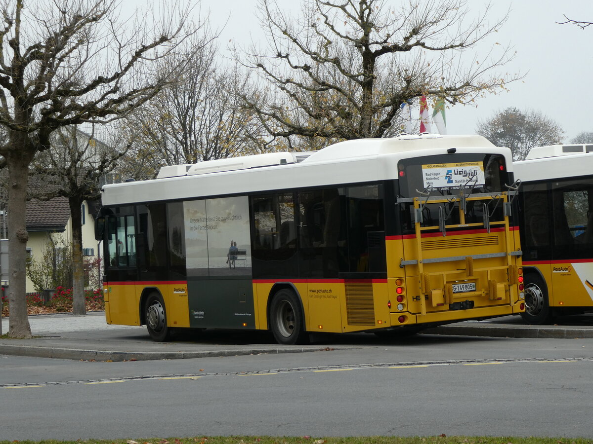 (230'561) - Gessinger, Bad Ragaz - SG 149'805 - Scania/Hess am 12. November 2021 beim Bahnhof Bad Ragaz