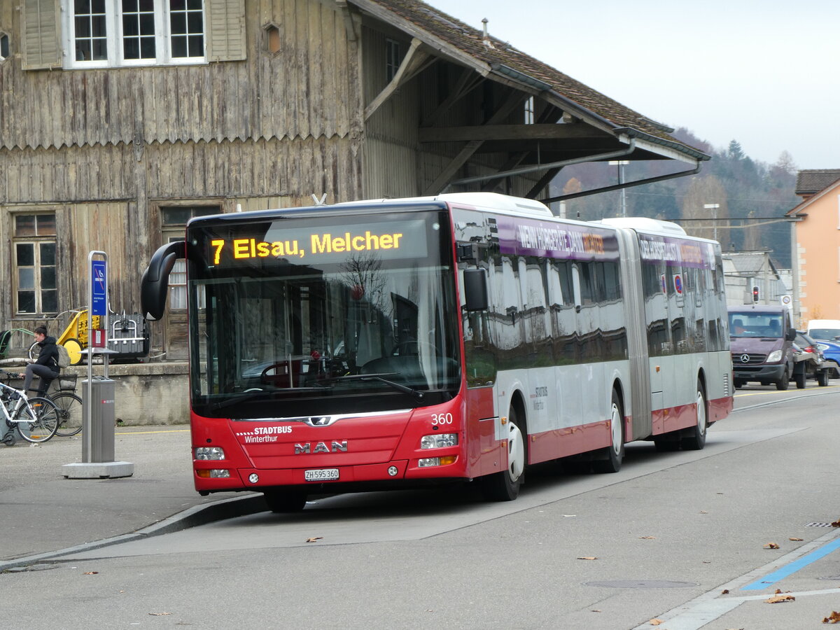 (230'838) - SW Winterthur - Nr. 360/ZH 595'360 - MAN am 21. November 2021 beim Bahnhof Winterthur W�lflingen