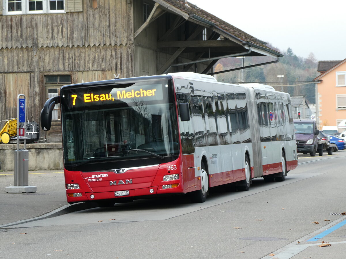 (230'839) - SW Winterthur - Nr. 363/ZH 511'363 - MAN am 21. November 2021 beim Bahnhof Winterthur W�lflingen