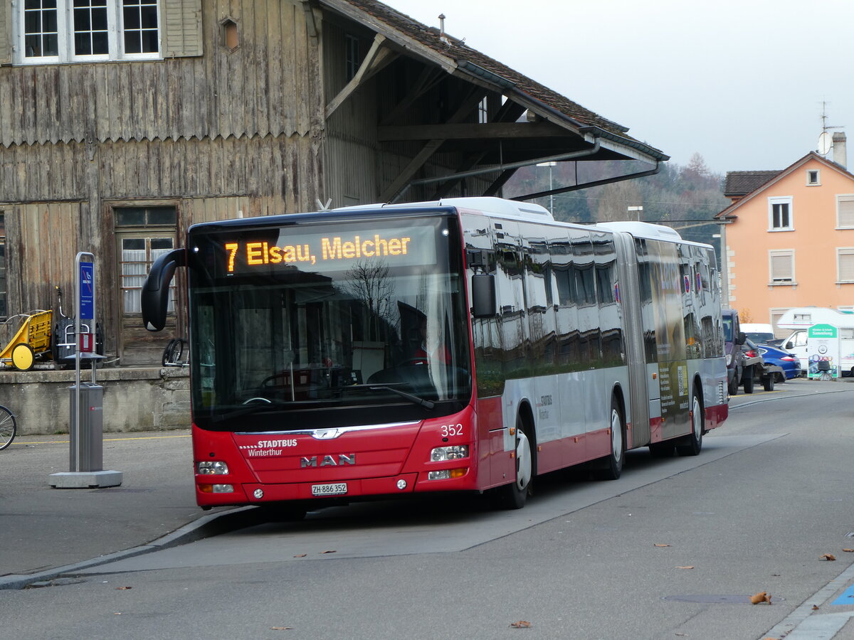 (230'840) - SW Winterthur - Nr. 352/ZH 886'352 - MAN am 21. November 2021 beim Bahnhof Winterthur W�lflingen